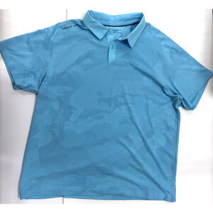 Under Amour Polo Golf Shirt Mens 2XL Heatgear Light Blue Camouflage Mesh